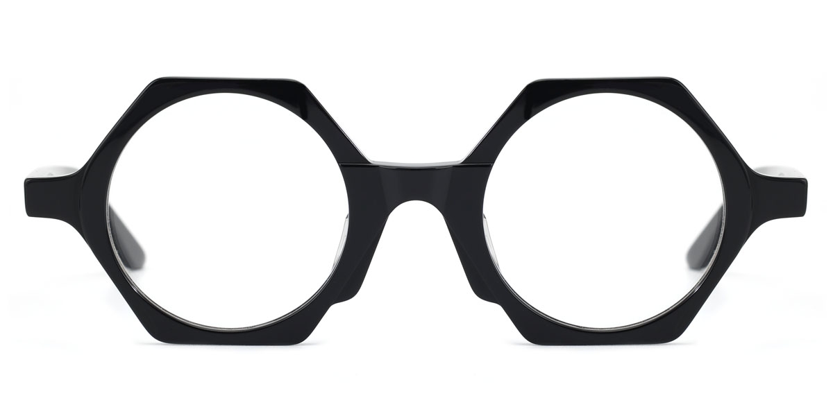 Round Trapoz -Black Glasses