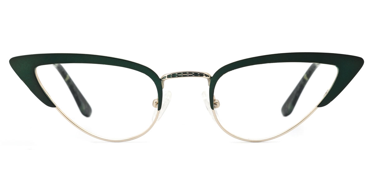 Cateye Plexi-Green Glasses