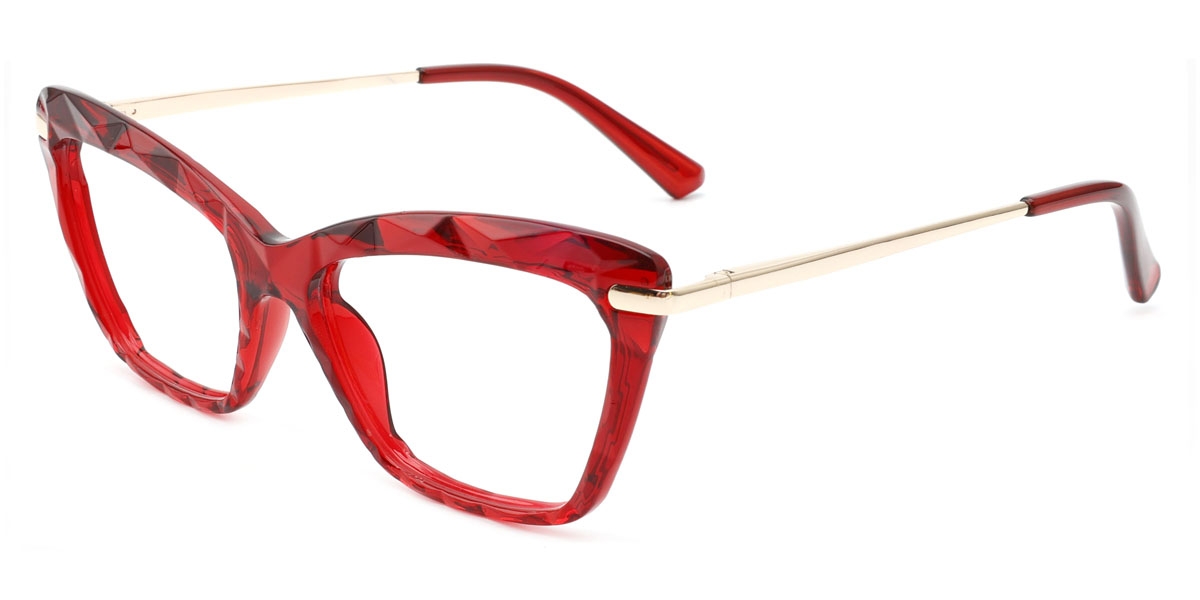 Cateye Crys-Red Glasses