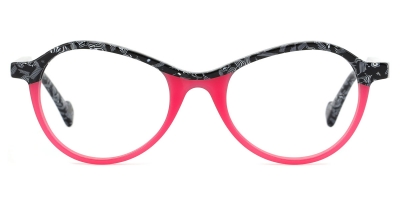 Vkyee prescription optical eyeglasses female oval acetate frame,front color two-tone color