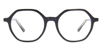 Vkyee prescription round unisex eyeglasses in acetate material,front color black
