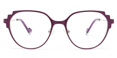 Vkyee prescription geometric women eyeglasses in metal material, front color purple