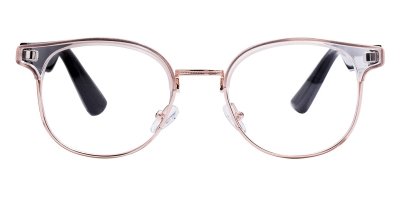 Vkyee prescription smart eyeglasses unisex round combination frame,front color gold