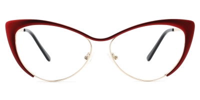 Vkyee prescription women eyeglasses oval in shape with metal material, front color red.