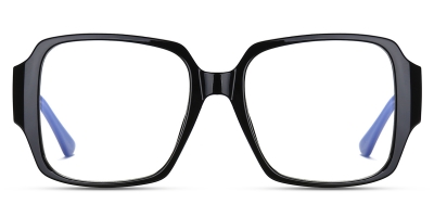 Vkyee prescription square women eyeglasses in TR90 material, front  color black.