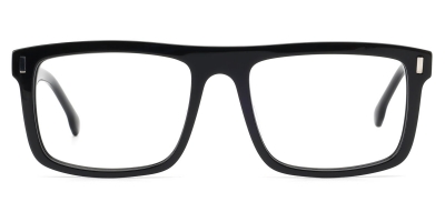 Vkyee prescription square unisex eyeglasses in mixed materials, front color black.