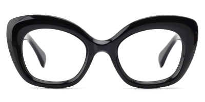 Vkyee prescription oval women eyeglasses in acetate material, front color black