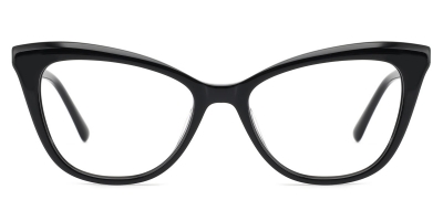 Vkyee prescription cat-eye women eyeglasses in acetate material, front color black
