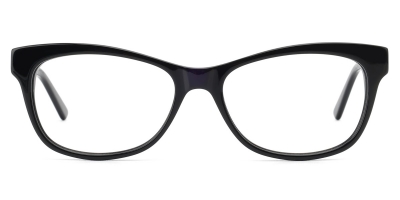 Vkyee prescription cat-eye women eyeglasses in acetate materials, front color black.