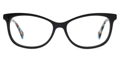 Vkyee prescription oval eyeglasses for unisex in acetate material,front  color black . 