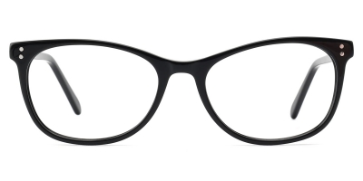 Vkyee prescription oval women eyeglasses in acetate materials, front color black.