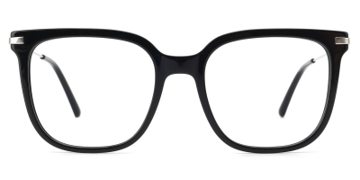 Vkyee prescription rectangle unisex eyeglasses in mixed materials, front  color black.