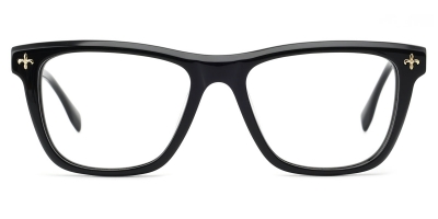Vkyee prescription square unisex eyeglasses in mixed material, front color black.