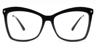 Vkyee prescription square female eyeglasses in TR90 material and mixed materials ,front color black .