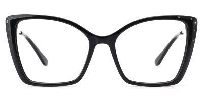 Vkyee prescription square women eyeglasses in acetate material, front color black
