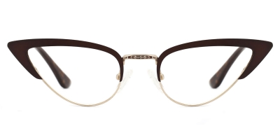 Vkyee prescription women eyeglasses in cat-eye shape made by metal material, front color brown