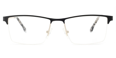 Vkyee prescription rectangle men eyeglasses in metal material, front color black-gold
