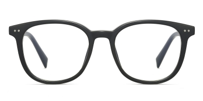 Vkyee prescription optical eyeglasses unisex  round acetate frame,front color black