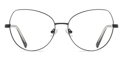 Vkyee prescription optical eyeglasses female round metal frame,front color black