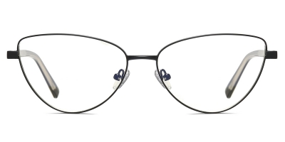 Vkyee prescription optical eyeglasses female oval metal frame,front color black