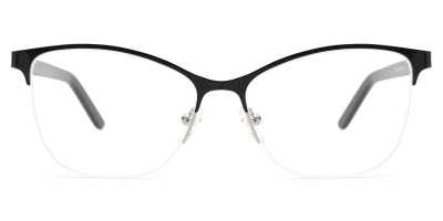 Vkyee prescription rectangle women eyeglasses in metal material, front color black.
