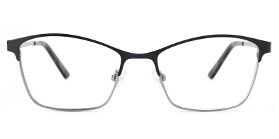 Vkyee prescription women eyeglasses in rectangle shape made by metal material, front color black
