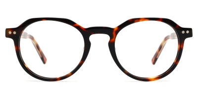 Vkyee prescription round unisex eyeglasses in mixed materials, front  color tortoise.