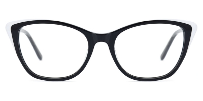 Vkyee prescription cat-eye women eyeglasses in mixed materials, front  color black.