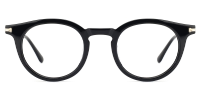Vkyee prescription oval unisex eyeglasses in mixed materials , front  color black.