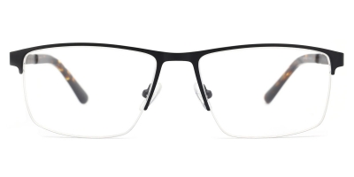 Vkyee prescription men eyeglasses square in shape with metal material, front color black.