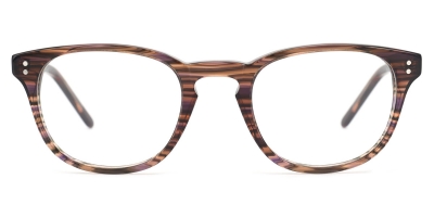 Vkyee prescription oval unisex eyeglasses in acetate materials, front color stripe.