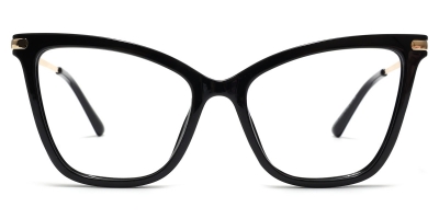 Vkyee prescription women eyeglasses in cat-eye shape made by plastic material, front color black