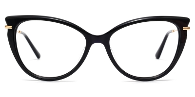 Vkyee prescription oval women eyeglasses in plastic materials, front color black.