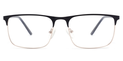Vkyee prescription rectangle men eyeglasses in metal material, front color black