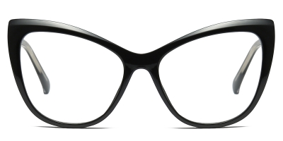 Vkyee prescription square female eyeglasses in TR90 material, front color black.