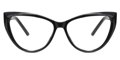 Vkyee prescription optical eyeglasses female oval TR90 frame,front color black
