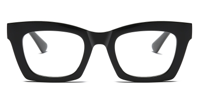 Vkyee prescription square female eyeglasses in TR90 material, front color black.