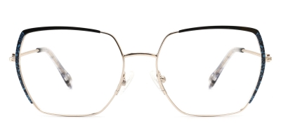 Vkyee prescription square women eyeglasses in metal materials, front color black.