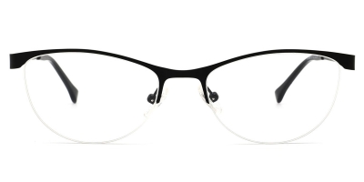 Vkyee prescription oval women eyeglasses in other metal, front  color black.