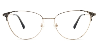 Vkyee prescription oval women eyeglasses in metal material, front color black