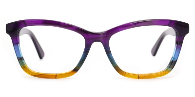 Vkyee prescription rectangle female eyeglasses in acetate material, front color purple