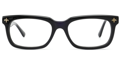 Vkyee prescription square unisex eyeglasses in acetate materials, front color black.