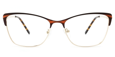 Vkyee prescription women eyeglasses square in shape with metal materials, front color brown.