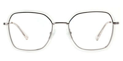 Vkyee prescription square women eyeglasses in mixed materials, front color clear.