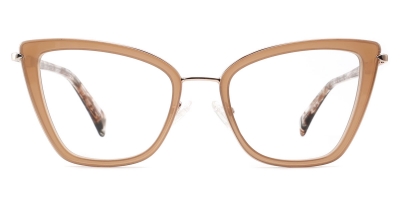 Vkyee prescription women eyeglasses square in shape with mixed material, front color brown.