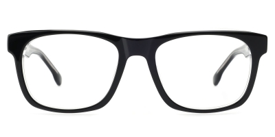 Vkyee prescription square unisex eyeglasses in mixed material, front color black/clear.