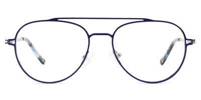 Vkyee prescription unisex eyeglasses oval in shape with metal material, front color blue.