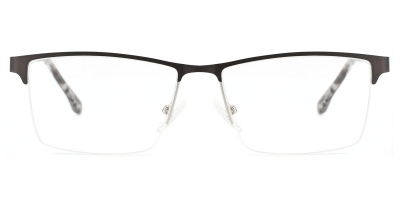 Vkyee prescription rectangle men eyeglasses in metal material, front color black-silver