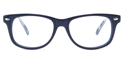 Vkyee prescription oval women eyeglasses in mixed material, front color blue.