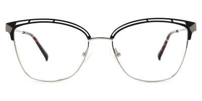 Vkyee prescription women eyeglasses square in shape with metal material, front color silver.